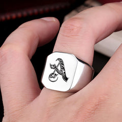 26 Engelse Initial Letter Titanium Stalen Ring Voor Mannen