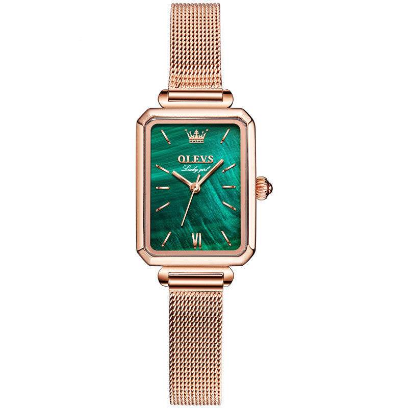 Oris Brand Watch Small Green Watch Waterproof Belt Ladies Watch Women - Mubimart