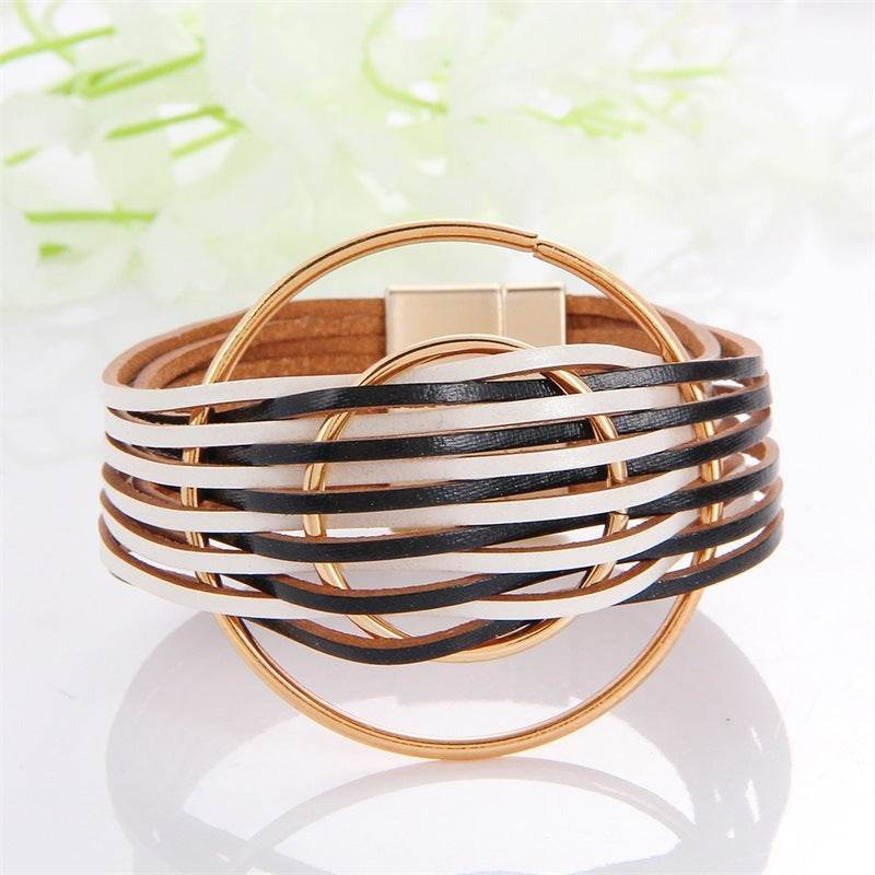 New Popular Multi-color Leather Charm Bracelet Men And Women Same Ornament Can Be Used As Gifts - Mubimart