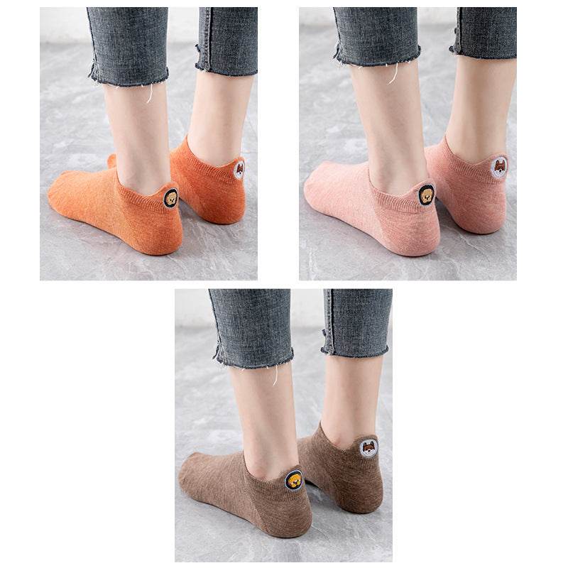 Socks Women's Socks Shallow Mouth Cotton Boat Socks Couples Mid-tube Low - Mubimart