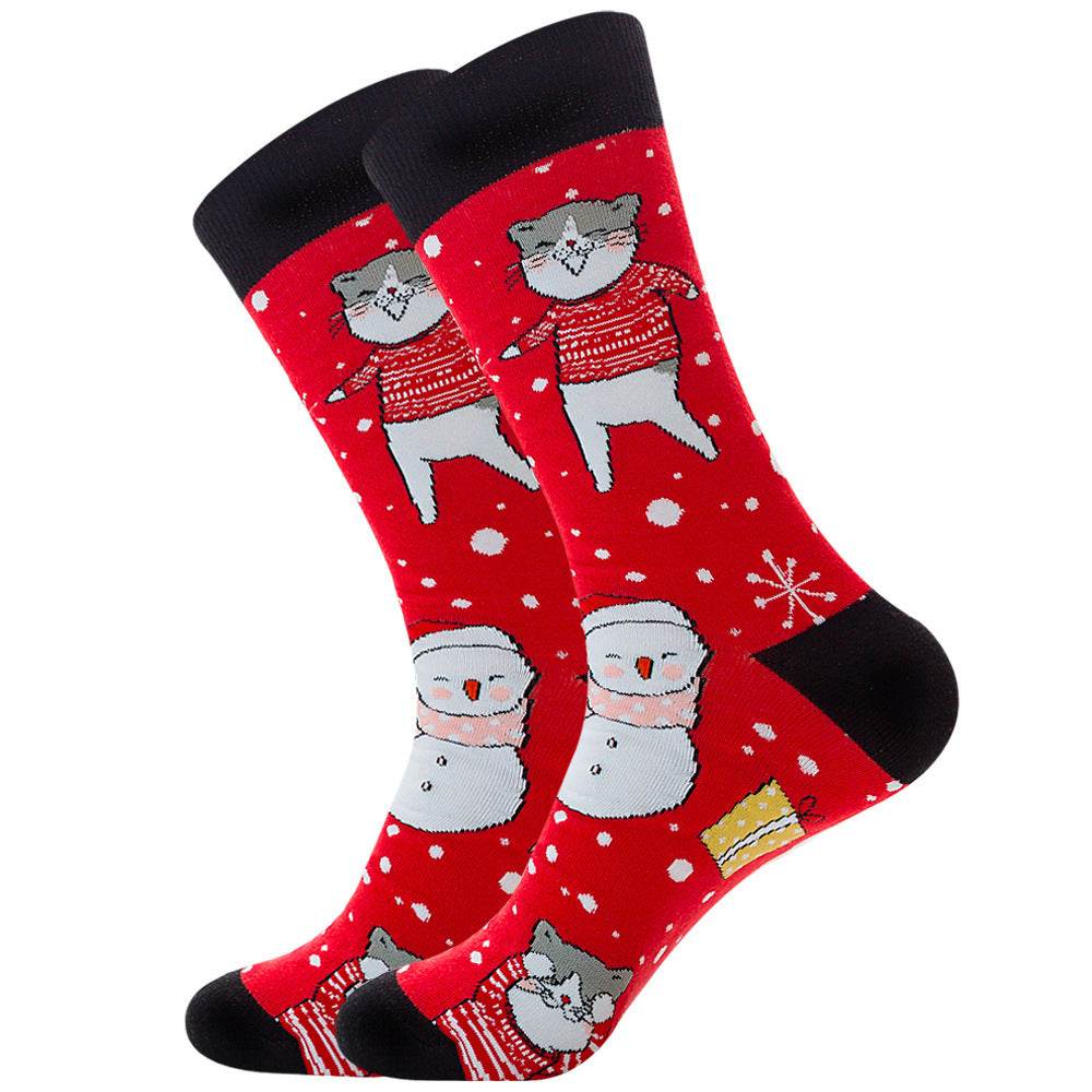 Men's Socks Santa Claus Moose Men's Mid-tube Socks Tide Cotton Socks - Mubimart