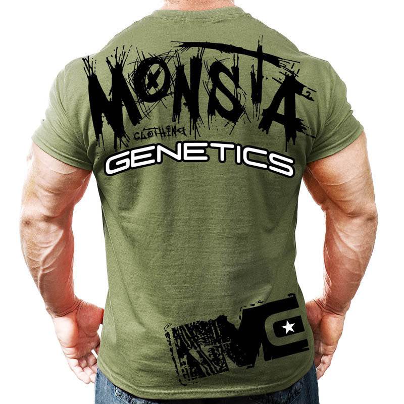 Big Print Brothers Cotton Stretch Slim Fit Workout T-shirt Men - Mubimart