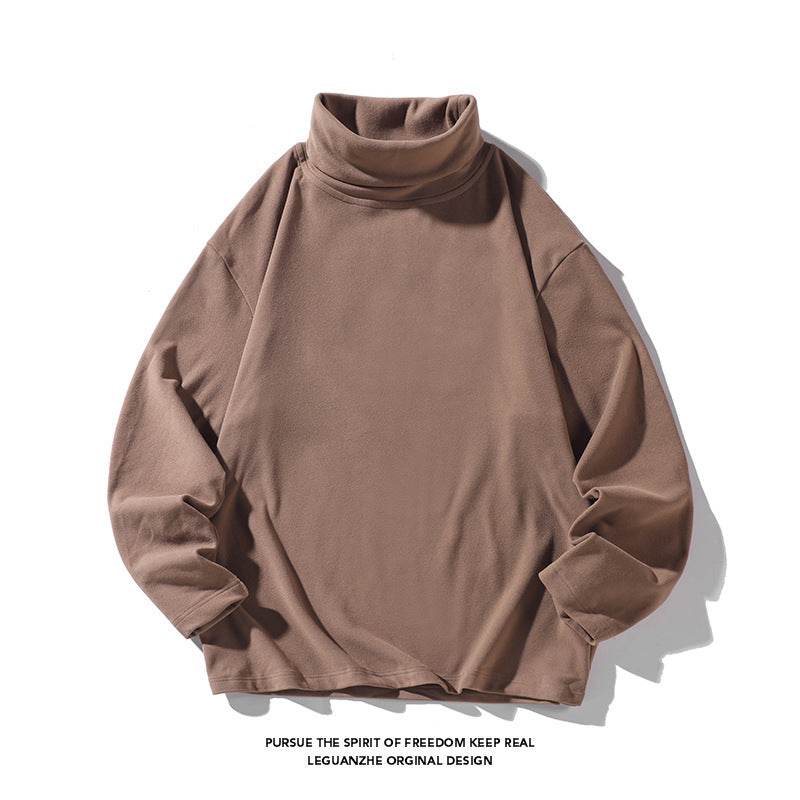 Hong Kong Style White Bottom Plus Size Dralon Turtleneck Bottoming Shirt - Mubimart