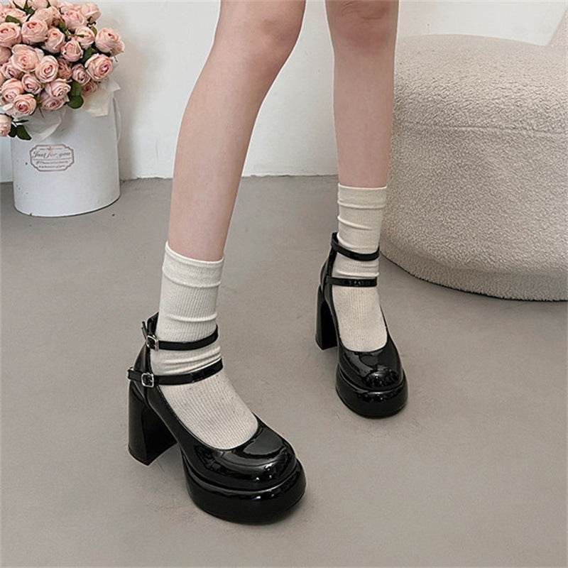 French High Heel Mary Jane Shoes Women - Mubimart