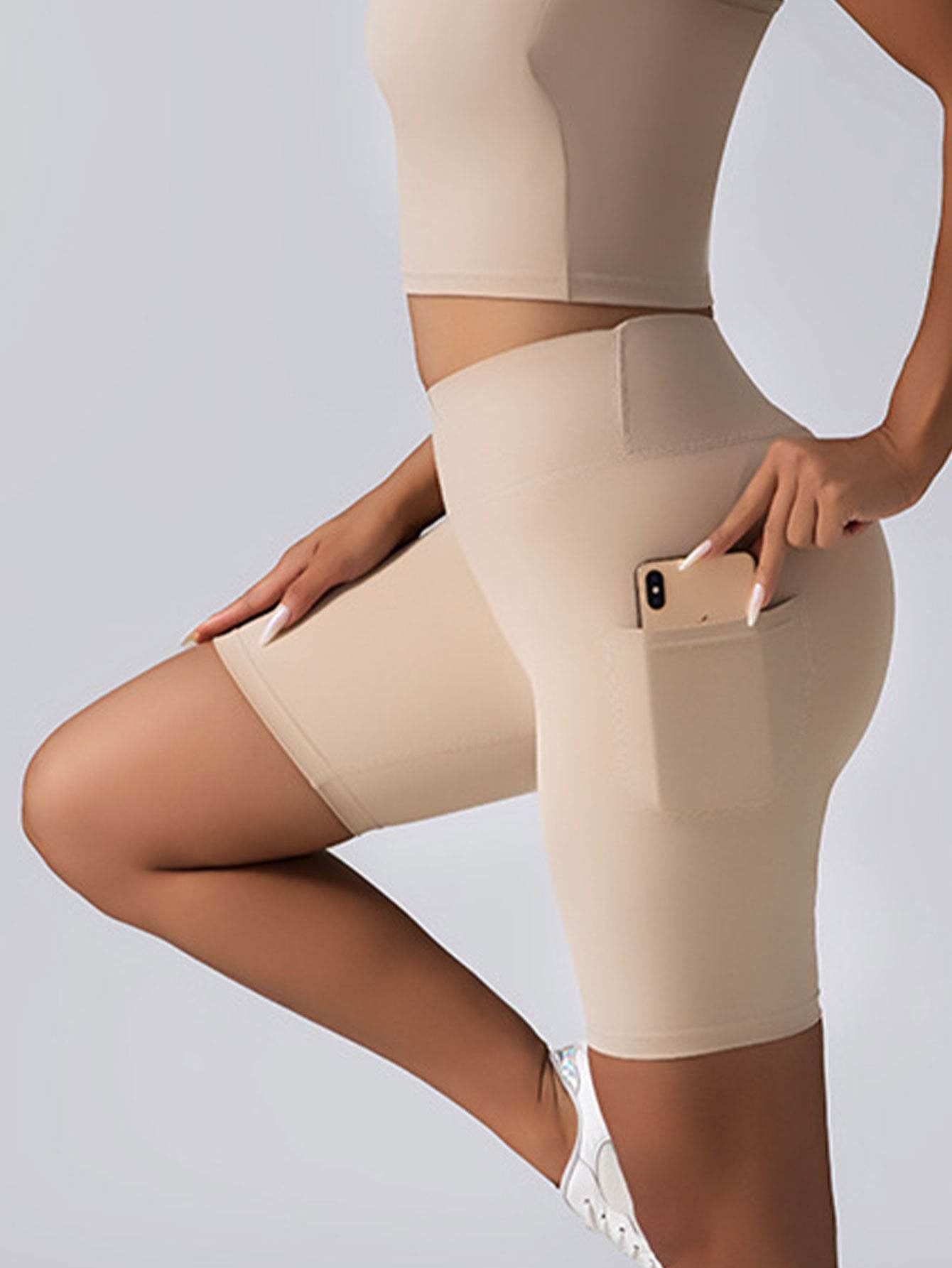 2 Pack High Waist Biker Shorts For Women-Workout Yoga Shorts Running Summer Soft Pants With Pockets - Mubimart