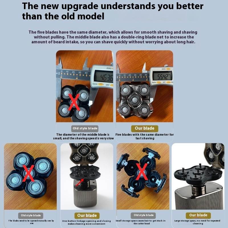 Cross-border Five-head Shaving Head Artifact For Men Shaver Multi-function Electric Shaver Scraping Hair Clippers Wholesale - Mubimart