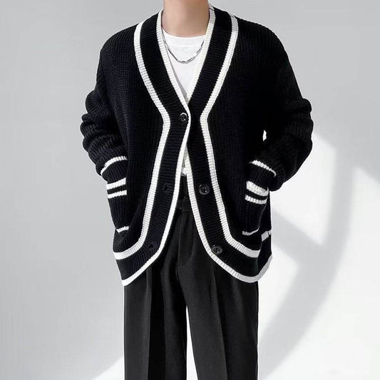 Mens Fashion Loose Sweater Cardigan Jacket - Mubimart