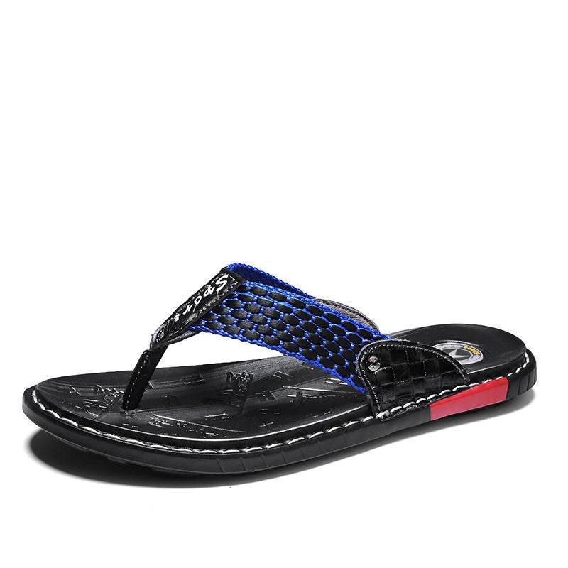 Leather Non-slip Slippers Men Outdoor Flip Flops Sandals - Mubimart
