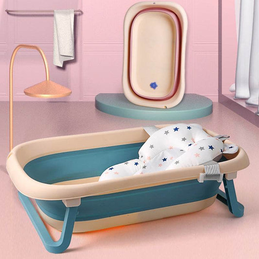 Baby Bath Seat Support Mat Foldable Baby Bath Tub Pad & Chair Newborn Bathtub Pillow Infant Anti-Slip Soft Comfort Body Cushion - Mubimart