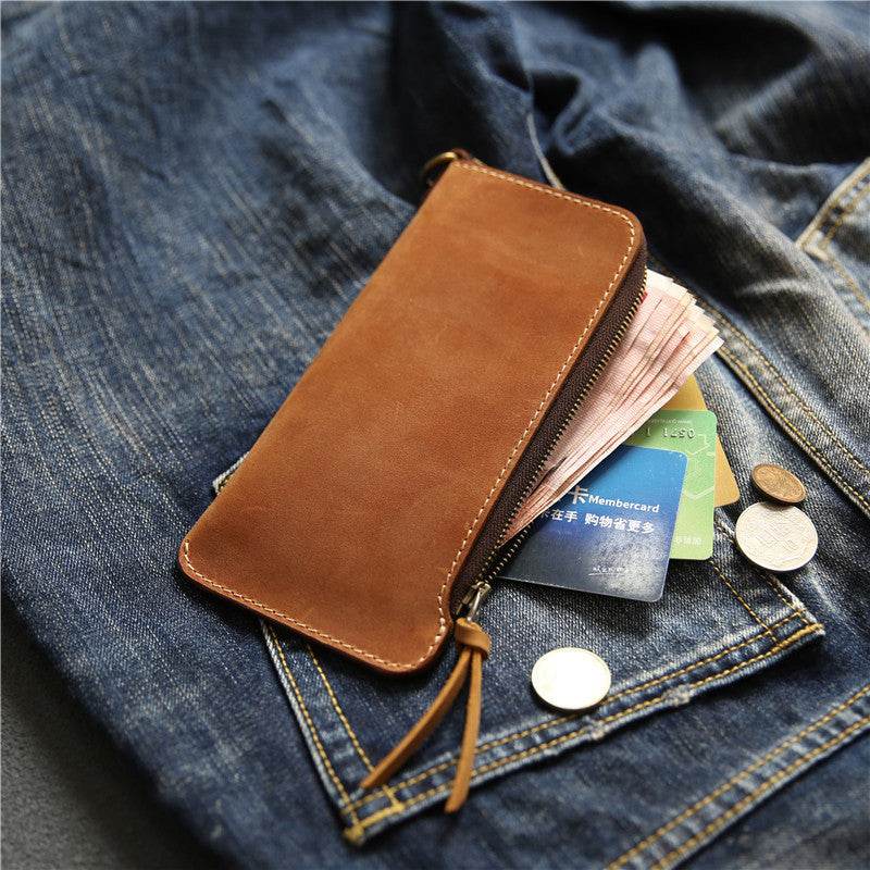 Wallet Top Layer Leather Belt Zipper Wallet - Mubimart