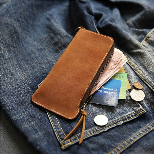 Wallet Top Layer Leather Belt Zipper Wallet - Mubimart