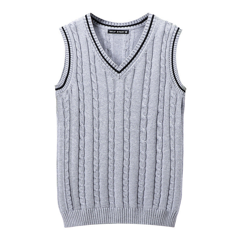 V-neck Vest Twisted Pullover Sweater Men's Vest