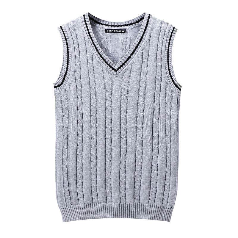 V-neck Vest Twisted Pullover Sweater Men's Vest - Mubimart