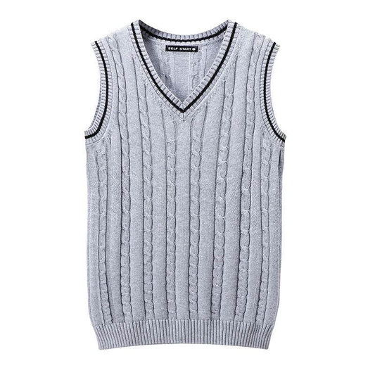 V-neck Vest Twisted Pullover Sweater Men's Vest - Mubimart