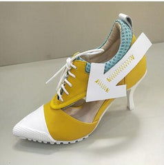 White Lace-up Personality Fashion Casual Sports High Heels Women