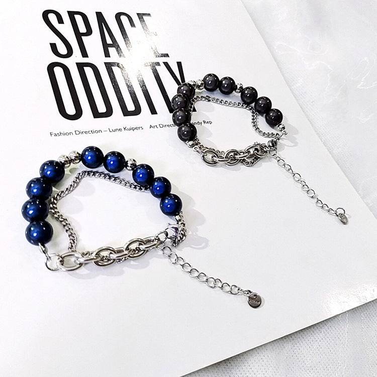 Special-interest Design High-grade Brown Black Blue Beaded Bracelet For Women - Mubimart