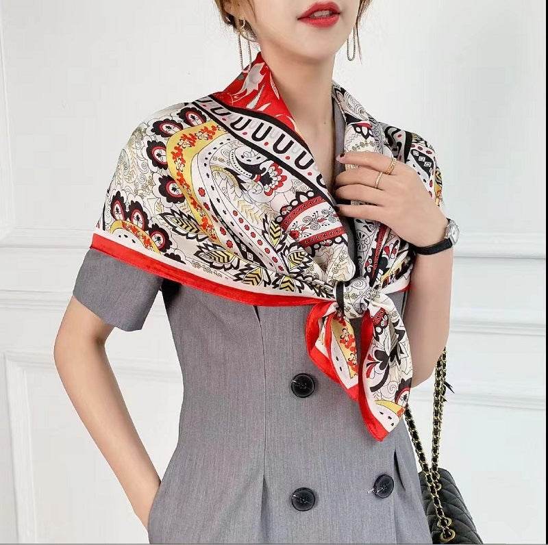 Fashion Silk Scarves Female Printing Hijab - Mubimart