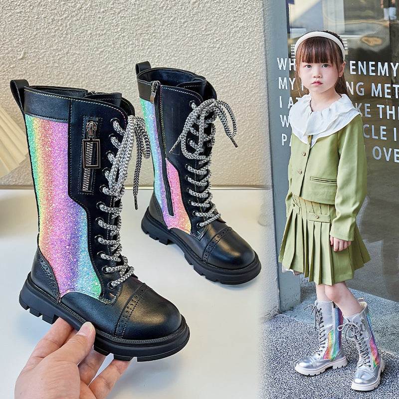 New Childrens Fashion Mid-calf Boots Soft Sole British Style - Mubimart