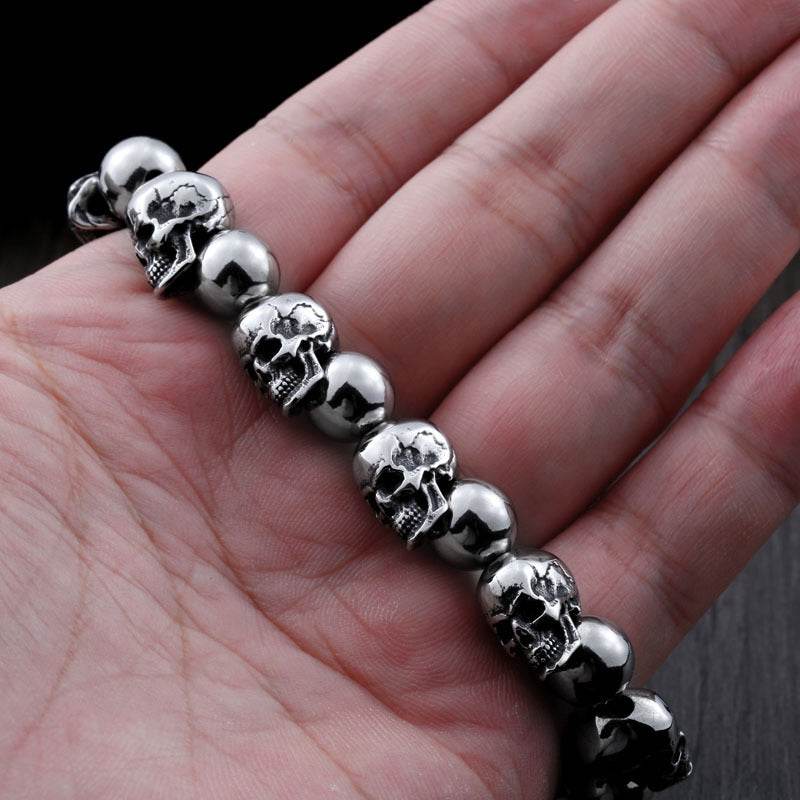 Mens Fashion Simple Titanium Skull Bracelet - Mubimart
