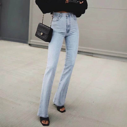 European And American Ins Retro Slim Micro Flare Jeans Women - Mubimart