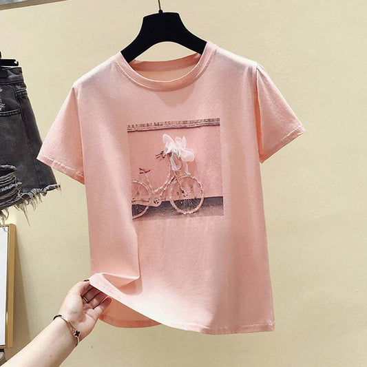 Summer Fashion With Loose Blouses, Women Cover Belly And Reduce Age, Short-sleeved T-shirts - Mubimart