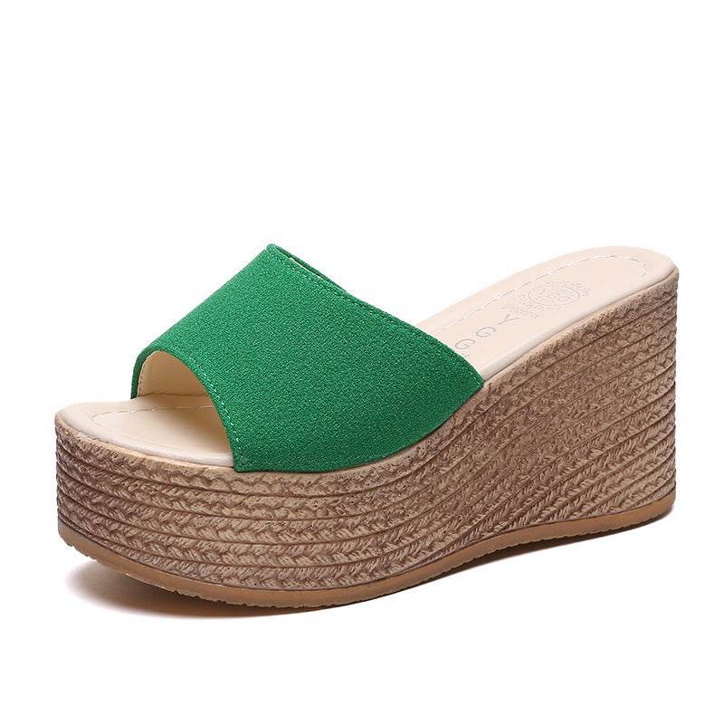 Wedge-heel Platform Platform High-heeled Flip-flop Platform Sandals - Mubimart