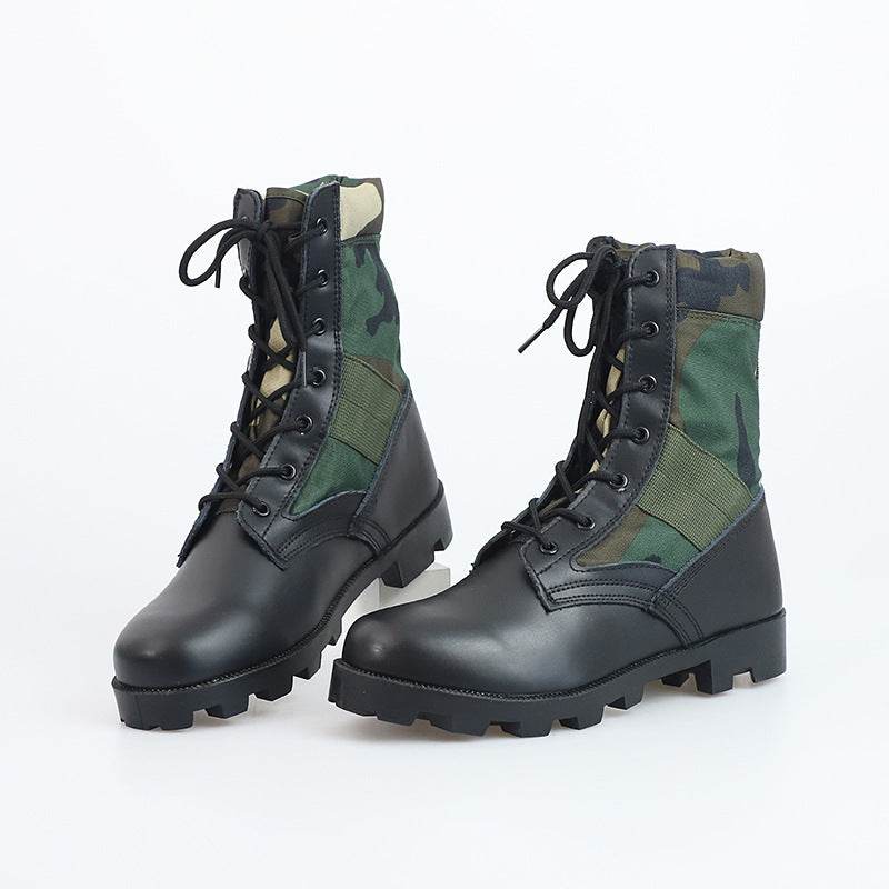 Non-slip Wear-resistant Camouflage Desert Outdoor Hiking Military Boots Combat Men's High-top Combat Boots - Mubimart