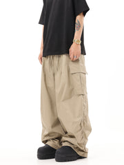 American-style Retro Ankle-tied Hiphop Khaki Overalls