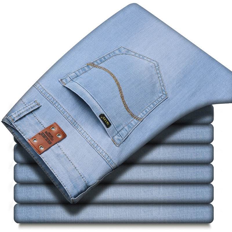 Men's Comfortable Elastic Straight Fit Jeans - Mubimart