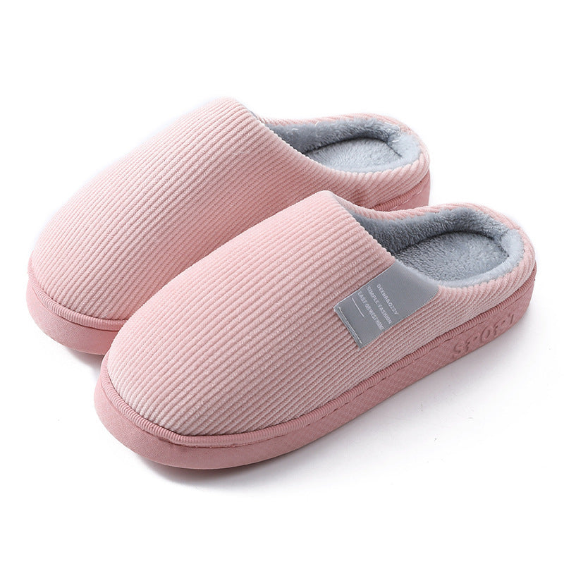 Indoor Corduroy Shoes Warm Plush Home Slipper Anti Slip Floor Bedroom Shoes Autumn Winter - Mubimart -  