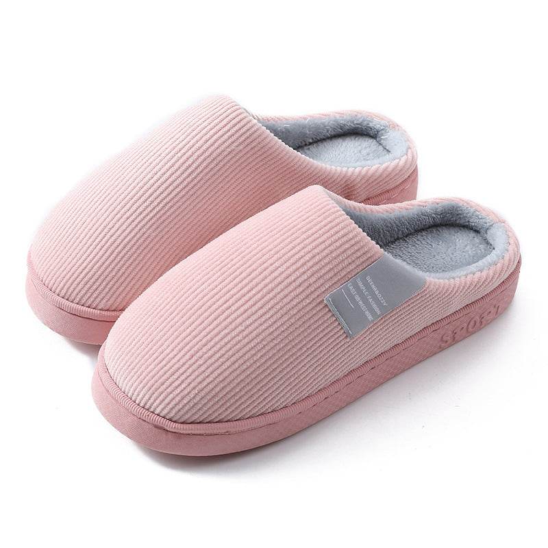Indoor Corduroy Shoes Warm Plush Home Slipper Anti Slip Floor Bedroom Shoes Autumn Winter - Mubimart