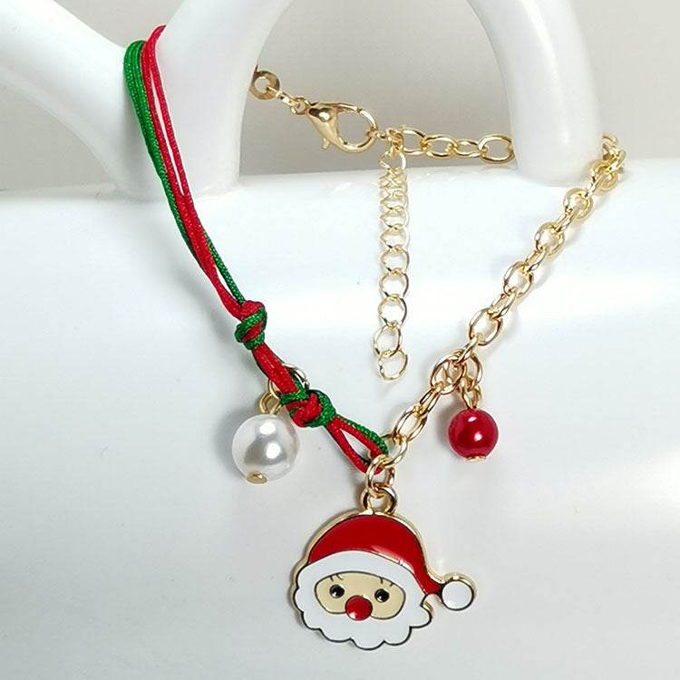 New Christmas Snowman Santa Claus Tree Snowflake Elk Bracelet Christmas Gift Charm Bracelet Chain Pendant For Women New Year Fashion Gift - Mubimart
