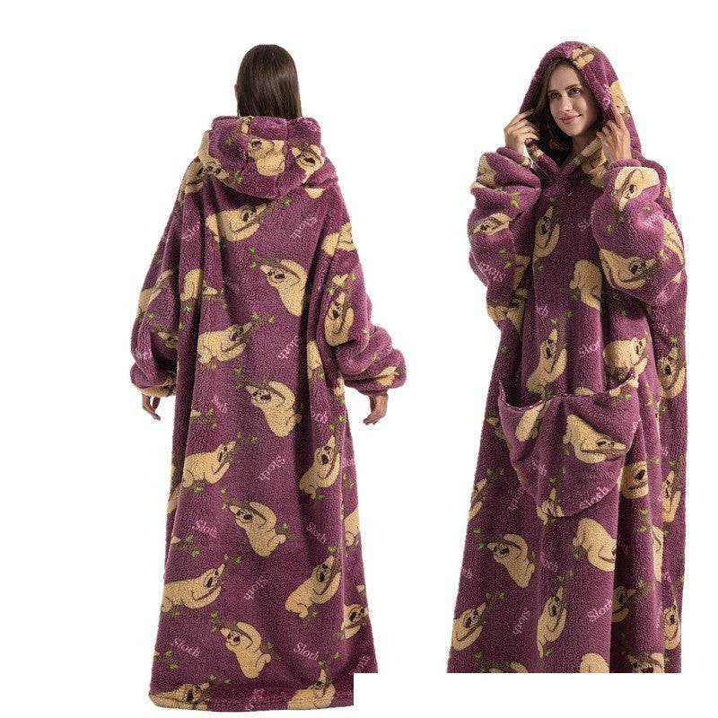 New Plus-sized Widened Homewear Lazy Blanket Warm Nightgown - Mubimart