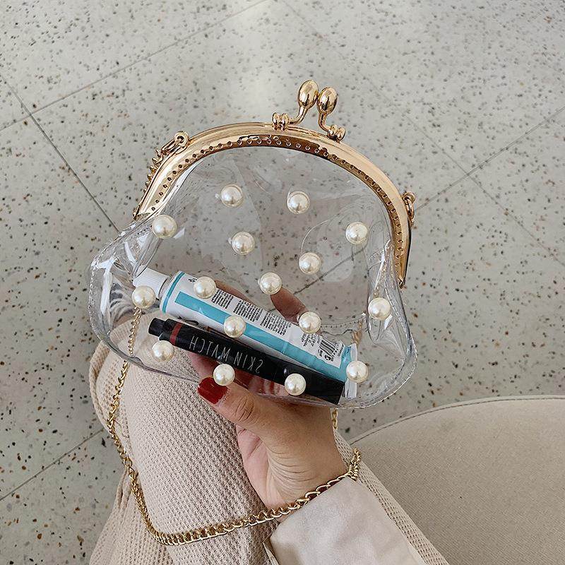 Pearl Jelly Chain Messenger Bag Women - Mubimart