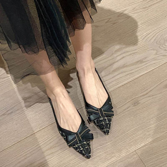 Women's Flat Pointed Toe Flat Elegant Pumps - Mubimart