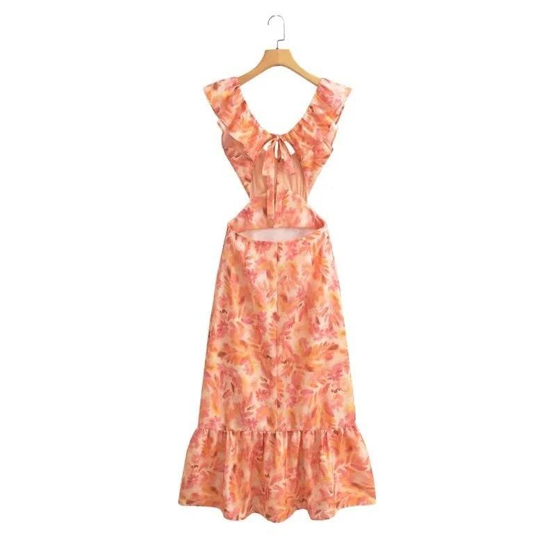 Laminated Decoration Midi Skirt Dress - Mubimart