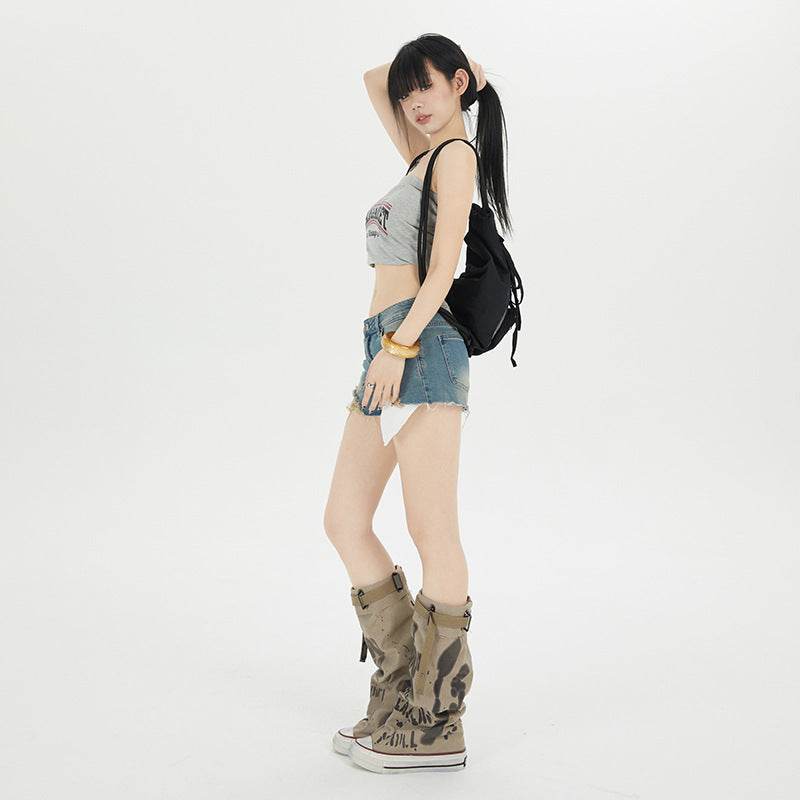 Fashion Personalized Washed Denim Shorts For Women - Mubimart