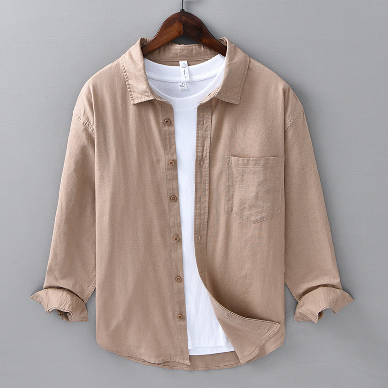 Long LinenMens Linen Shirts Sleeves Casual All-matching Cotton Linen Shirt