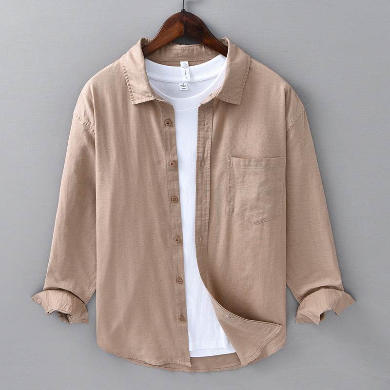 Long LinenMens Linen Shirts Sleeves Casual All-matching Cotton Linen Shirt - Mubimart