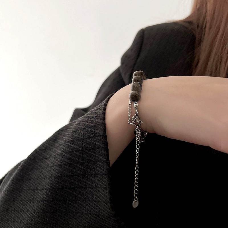 Special-interest Design High-grade Brown Black Blue Beaded Bracelet For Women - Mubimart