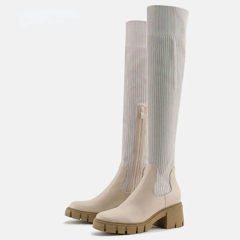 High Heel Springy Thigh Boot Women - Mubimart