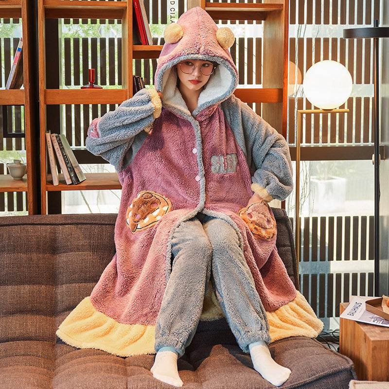 Fashion Pajamas For Women Thick Night-robe - Mubimart