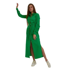 Women's Plus Size Loose Green Casual Waist Tight Dress - Mubimart -  