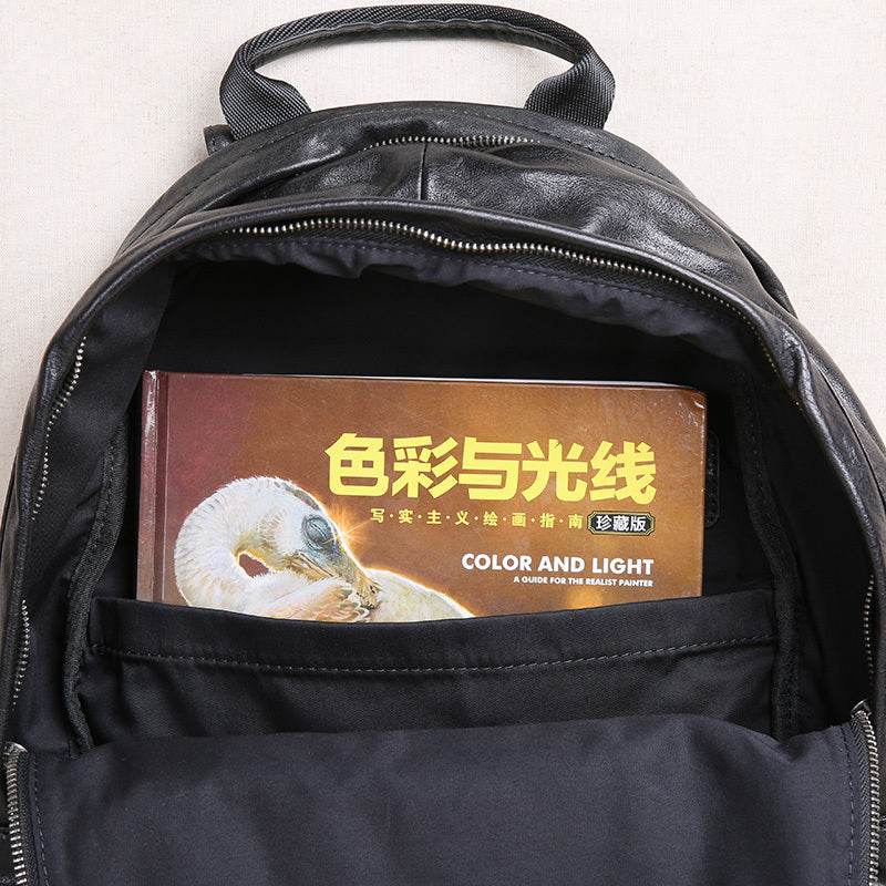 Mens Retro Large Capacity Leather Shoulder Travel Bag - Mubimart