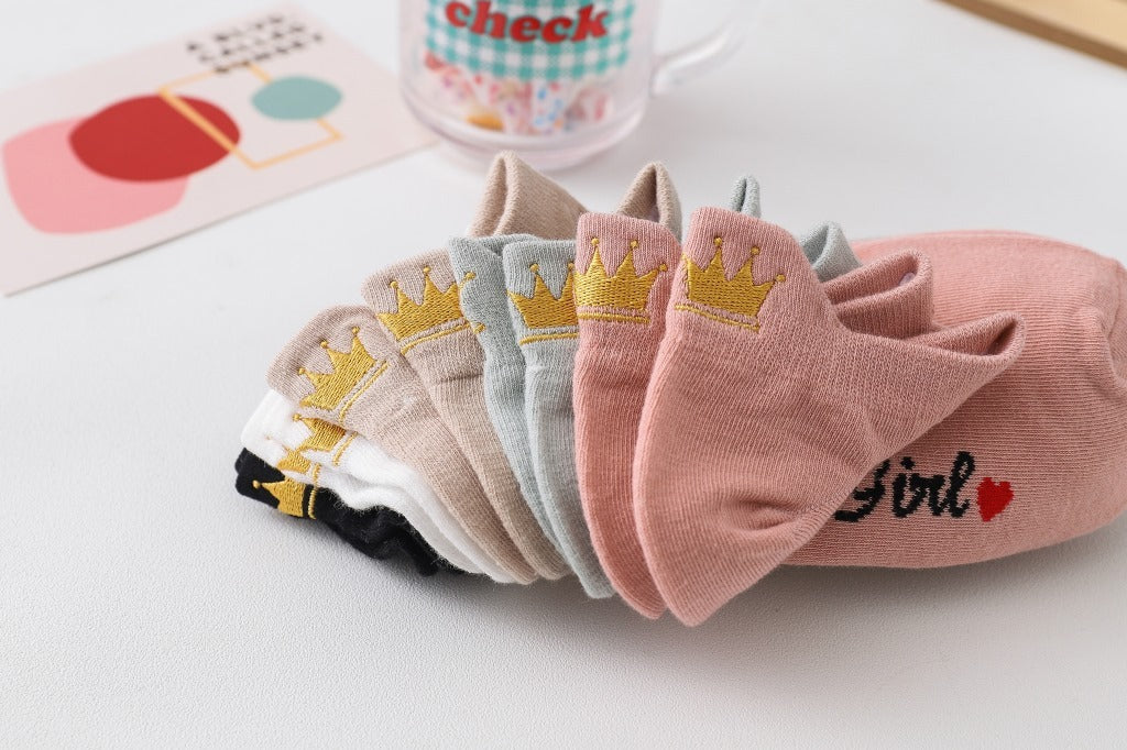 Women's Heel Crown Embroidered Combed Cotton Low Top Low Cut Socks Boat Socks - Mubimart -  