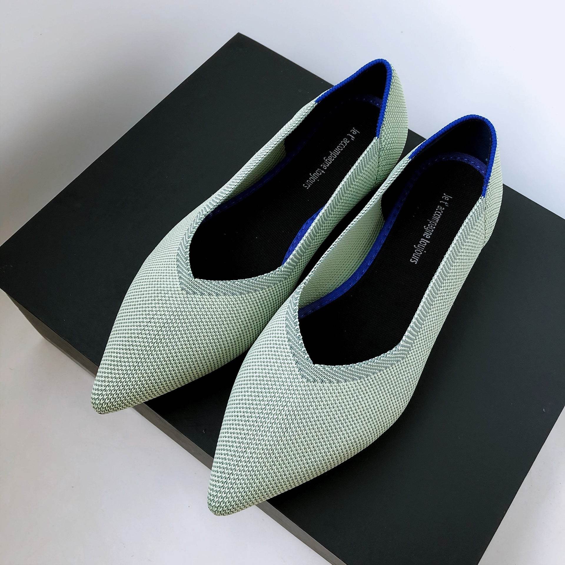 Women's Pointed Toe Casual Woven Flat Shoes - Mubimart