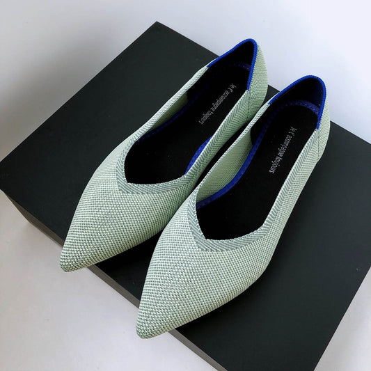 Women's Pointed Toe Casual Woven Flat Shoes - Mubimart