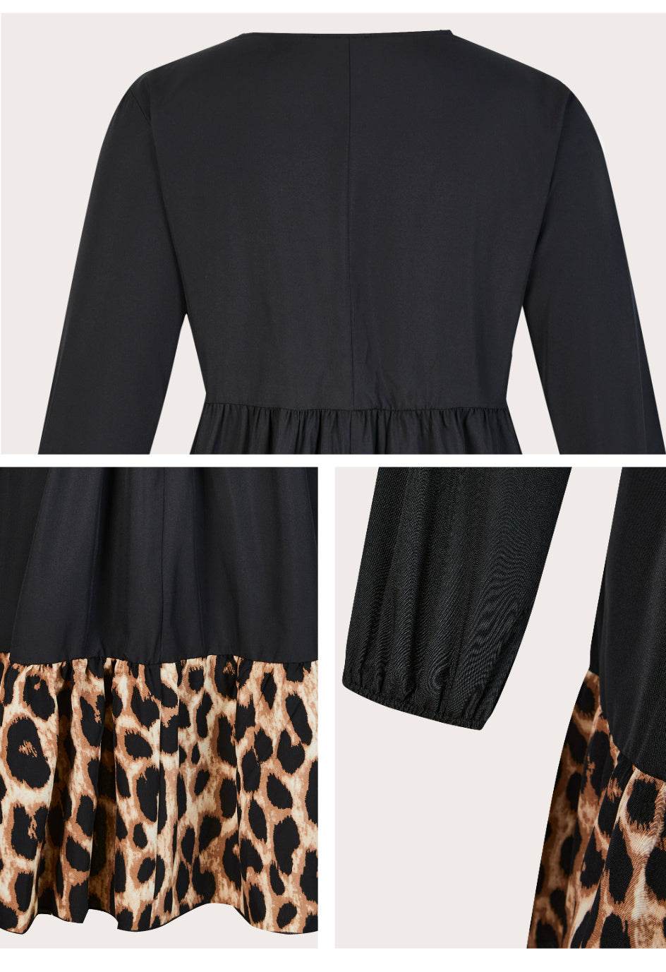 Women Plus Leopard Print Tunic Midi Shirt Dress - Mubimart