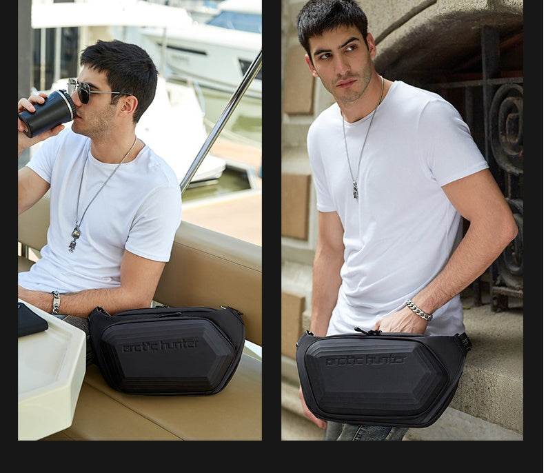Men's Messenger Shoulder Waist Bag Trend Fashion Design Sling Bag Large Capacity Waterproof Chest Bags Wear-resistant - Mubimart