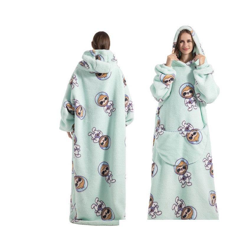 New Plus-sized Widened Homewear Lazy Blanket Warm Nightgown - Mubimart